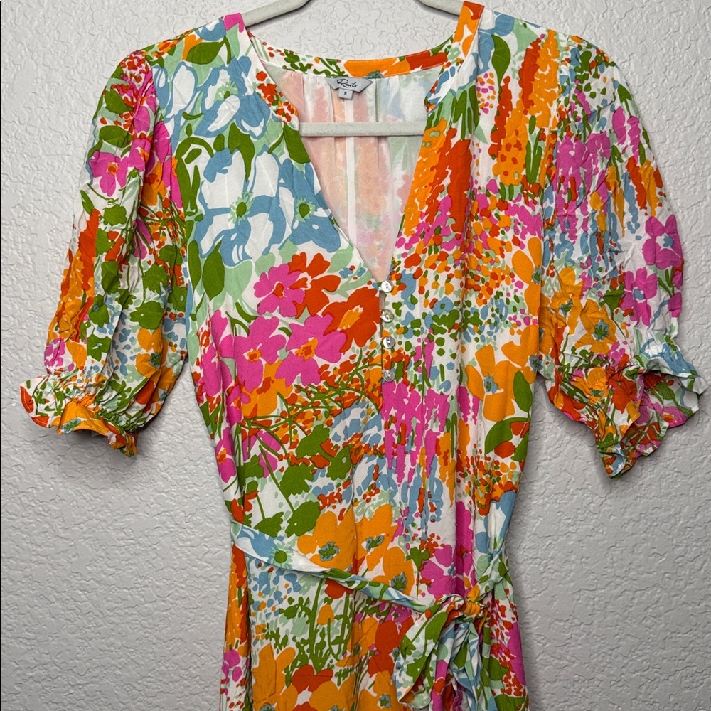 NEW Rails Eliana Day Garden Floral Tiered Midi Dress Sz Small Bump Friendly - Picture 4 of 7